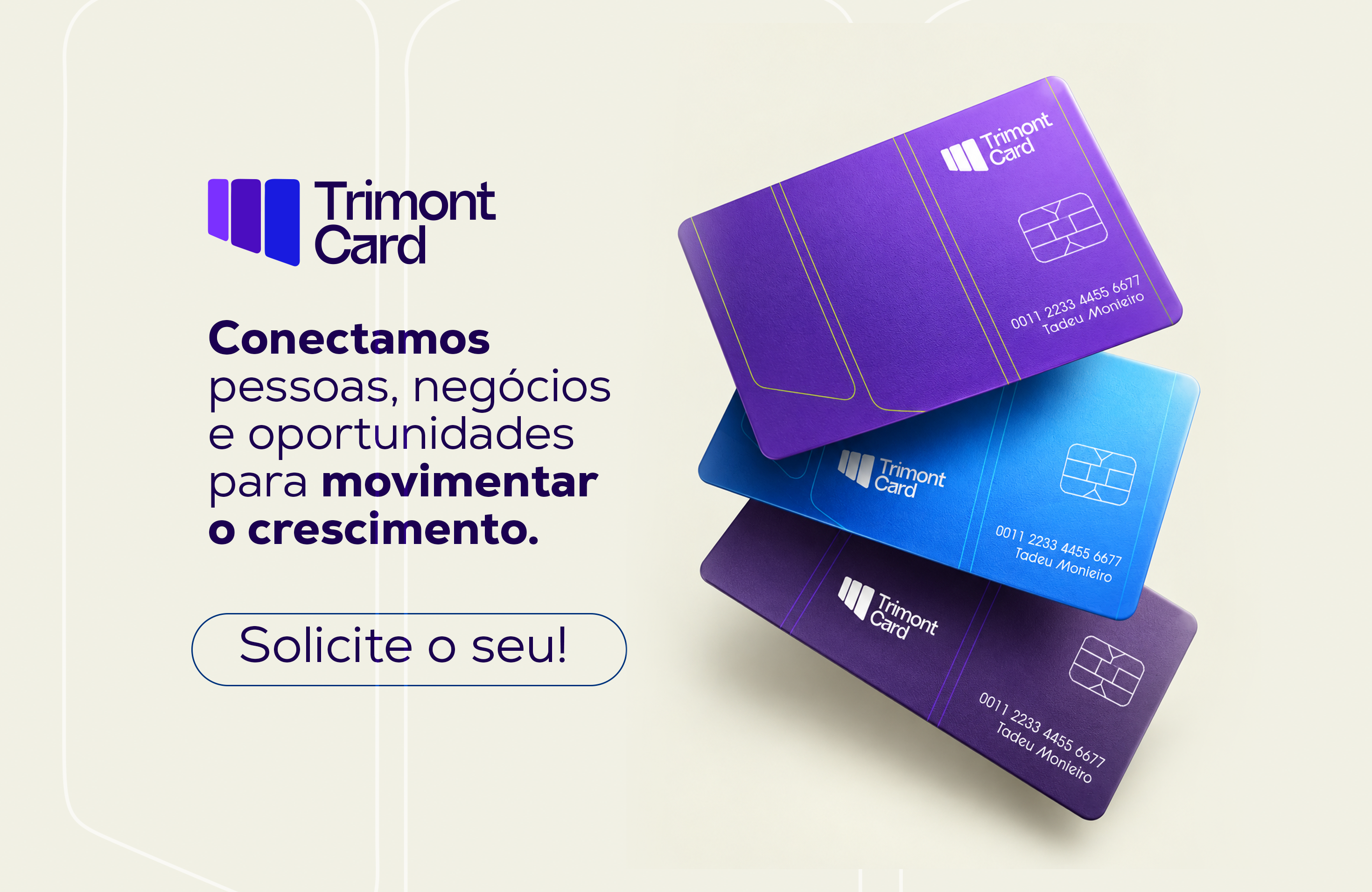 Cartões Trimont Card nas cores violeta e azul